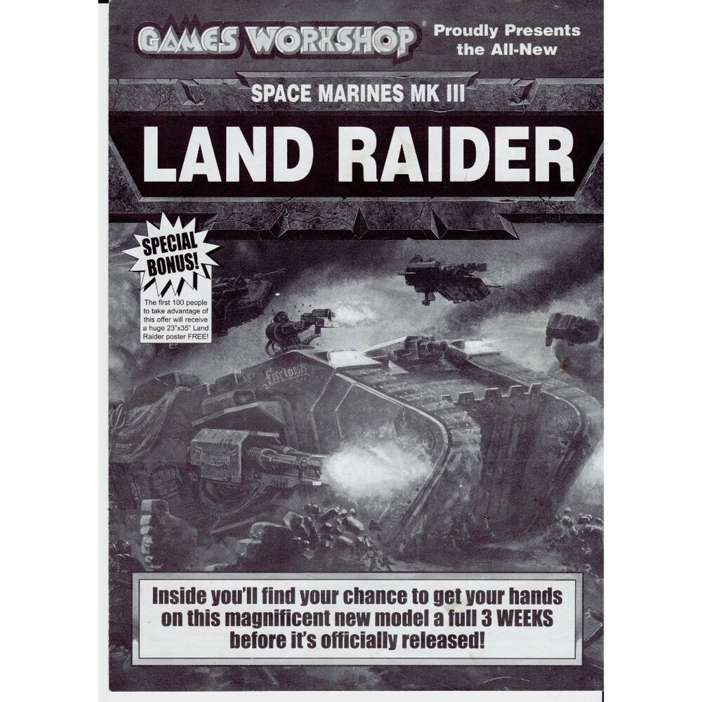 Games Workshop Land Raider MK III Promo Brochure 1998 | Space Marines Chaos 40K